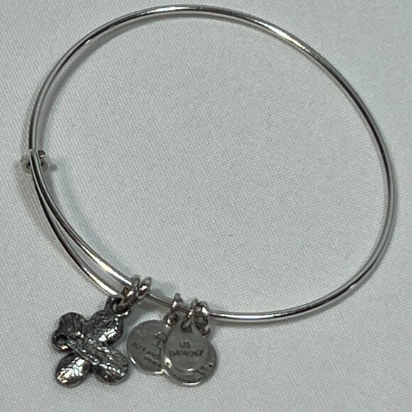 Alex and Ani Silver Lucky Clover Charm Bangle Bracelet - Picture 4 of 5